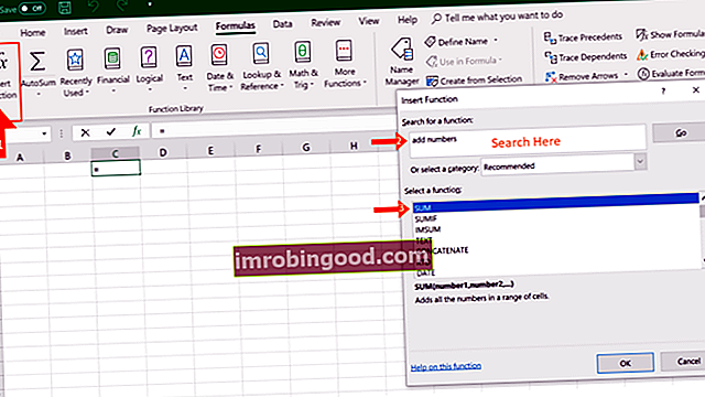Excelin kaavat - Lisää toiminto -vaihtoehdon käyttäminen Kaavat-välilehdeltä