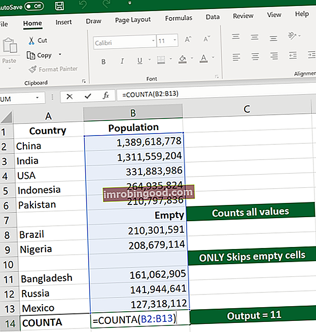 Excel-kaavat aloittelijoille COUNTA-toiminto