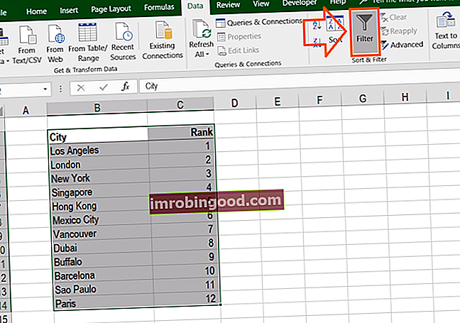 Aakkosjärjestys Excelissä - Suodata vaihe 2a