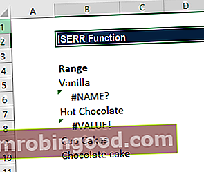 Mis on ISERR Exceli funktsioon?