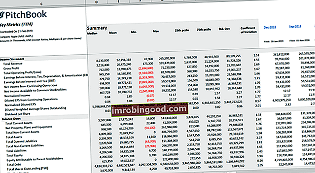 PitchBook Applen julkisen talouden lataus Excel